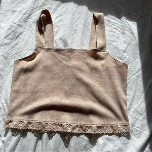 * American Eagle square neck crop top with lace hem size M